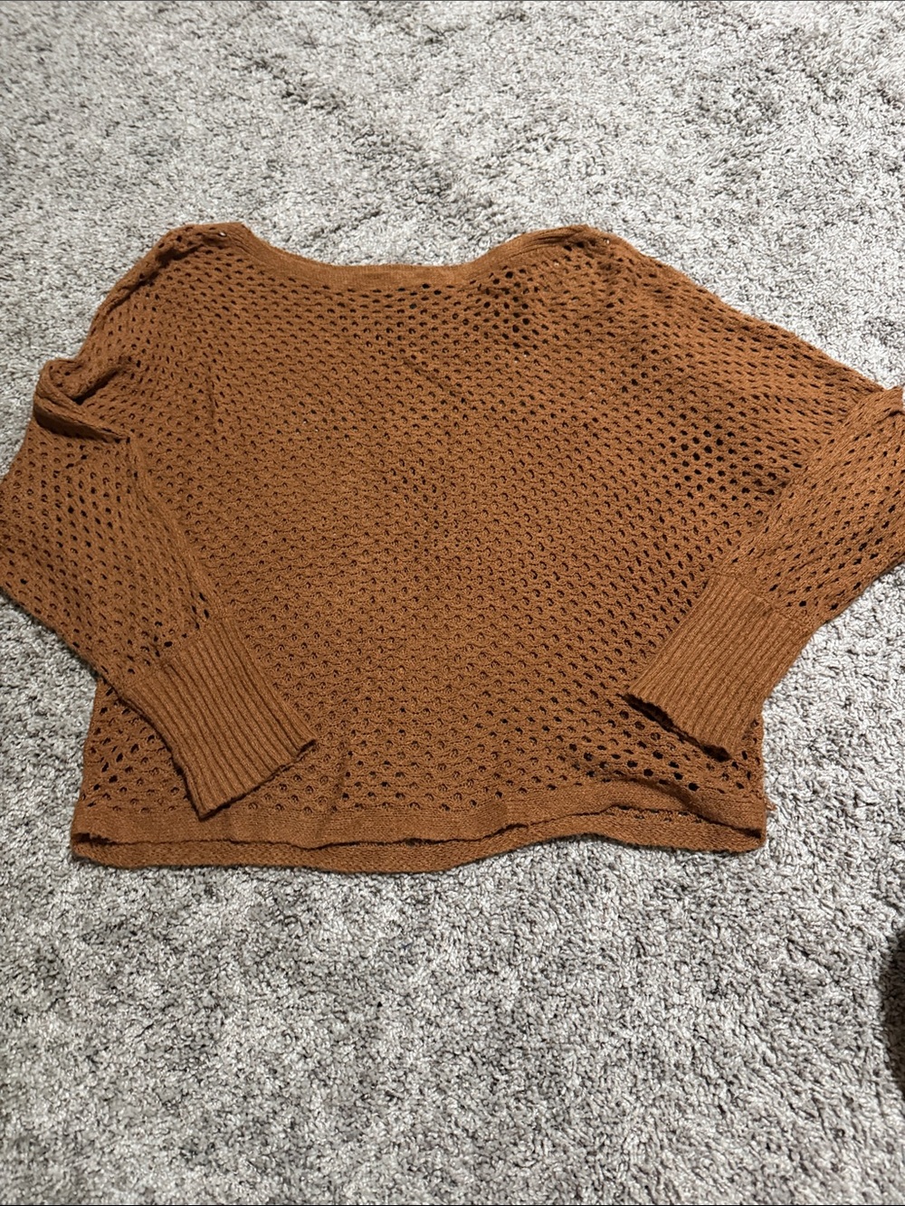 Express Open-Knit Scoop Neck Sweater in Rust